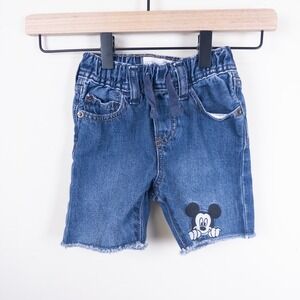 Baby Gap Disney Mickey Mouse Shorts Kids 2T Blue Denim Slim Pull-On Embroidered